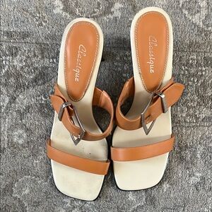 Classiques Entier Tan and Cream Heels with Chic Design